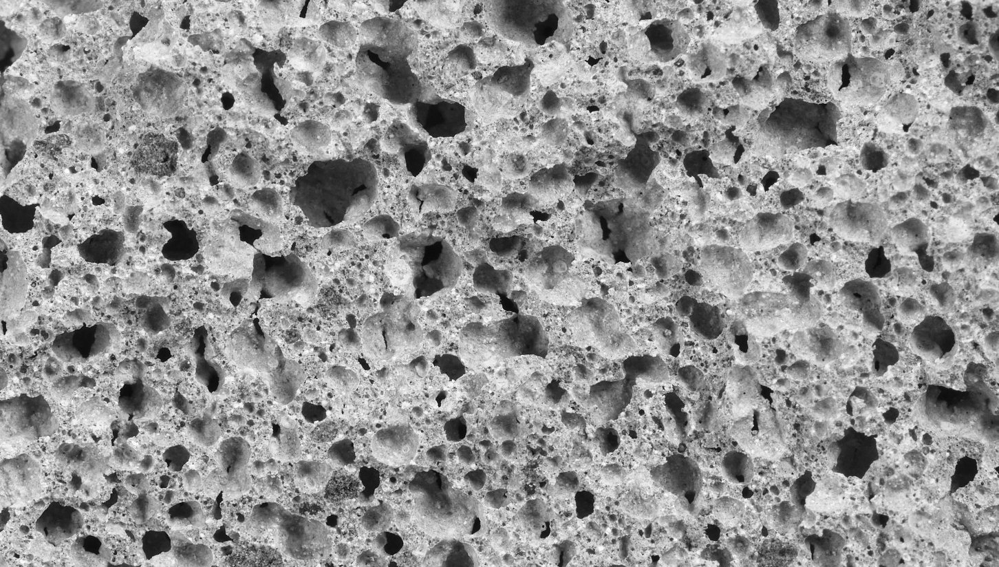 Close up image of bubble detail in aerated blocks